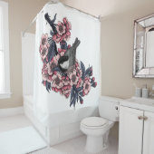 Chickadee auf einem blühenden Kirschzweig Duschvorhang (Beispiel)