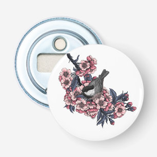 Chickadee auf einem blühenden Kirschzweig Flaschenöffner
