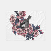 Chickadee auf einem blühenden Kirschzweig Fleecedecke (Vorderseite (Horizontal))