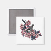 Chickadee auf einem blühenden Kirschzweig Magnet (Vorderseite/Rückseite)
