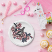 Chickadee auf einem blühenden Kirschzweig Pappteller (Party)