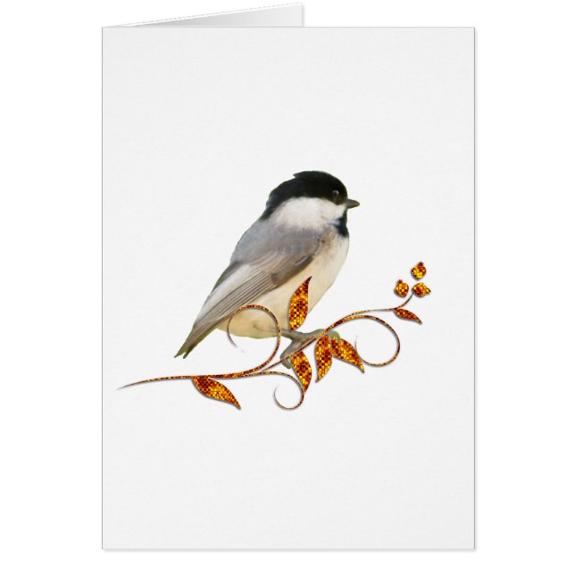 Chickadee auf Jeweled Blätter (Vorne)