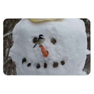 Chickadee auf Snowman Carrot Nose Magnet