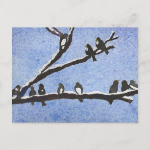 Chickadee auf verschneiten Zweigen Postkarte