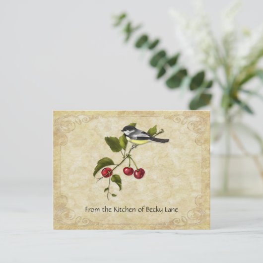 Chickadee auf Weinbaugärten Postkarte (Stehend Vorderseite)