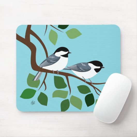 Chickadee auf Zweigmussepads Mousepad (Mit Mouse)