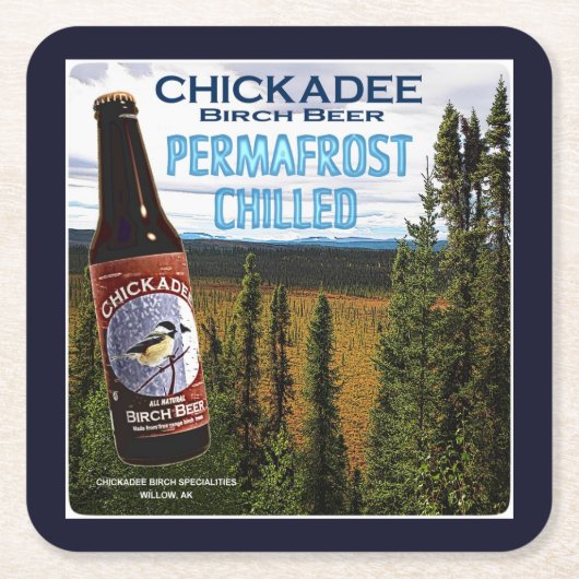 Chickadee Birch Beer Rechteckiger Pappuntersetzer (Vorderseite)