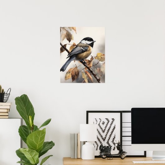 Chickadee Bird Art Print Poster (Heimbüro)