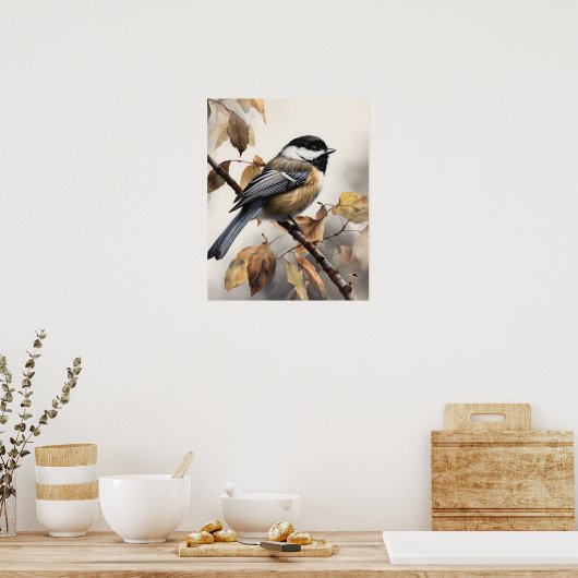 Chickadee Bird Art Print Poster (Küche)