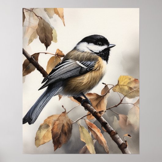 Chickadee Bird Art Print Poster (Vorne)