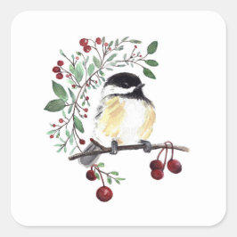 Chickadee Bird Art Quadratischer Aufkleber