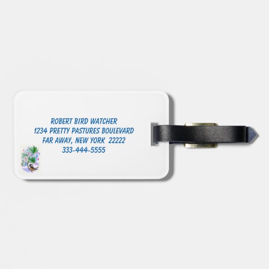 Chickadee Bird auf dem Treueplatt Gepäckanhänger (Rückseite horizontal)