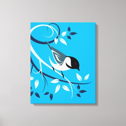 Chickadee Bird auf der Zweigstelle Leinwanddruck (Vorderseite)