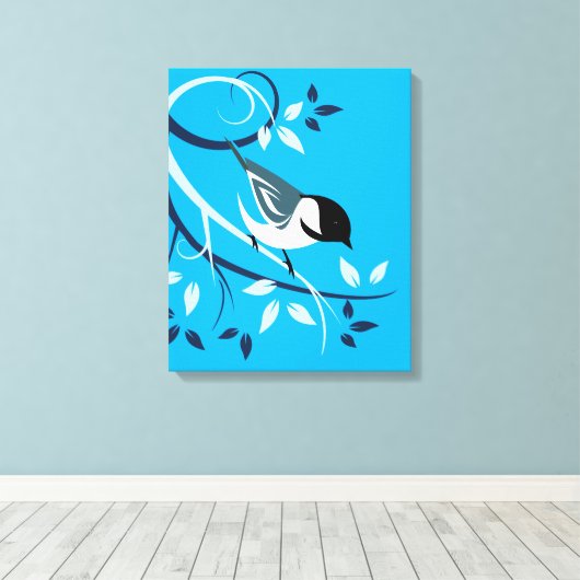 Chickadee Bird auf der Zweigstelle Leinwanddruck (Insitu (Holzboden))