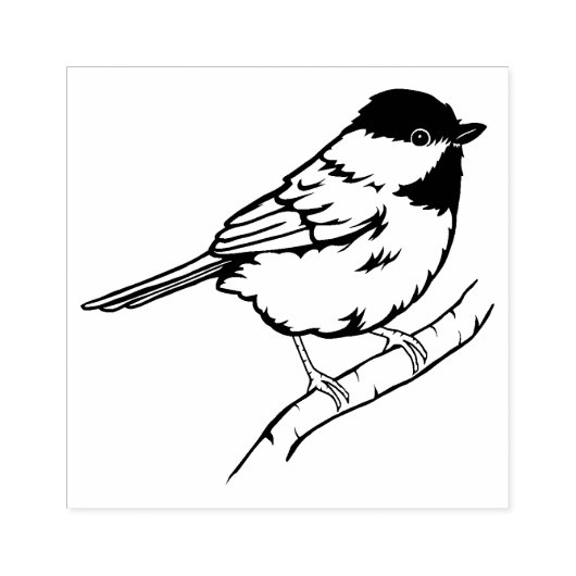 Chickadee Bird auf Zweigstelle Gummistempel (Prägung)