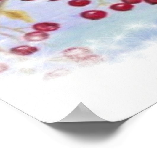 Chickadee Bird Berries Winterkunst Poster (Ecke)