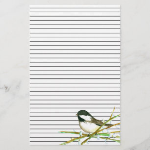 Chickadee Bird Catkins Willow Branches Linken Briefpapier