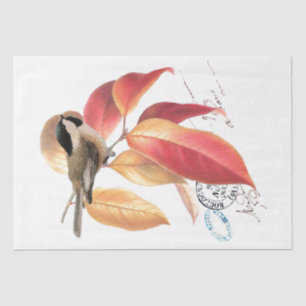 Chickadee Bird Französisch Skript Autumn Leaf Deco Seidenpapier