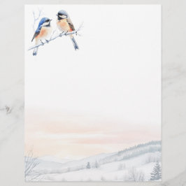 Chickadee Bird im Winter Weihnachten Briefbogen