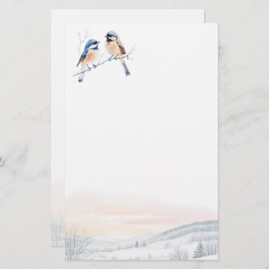 Chickadee Bird im Winter Weihnachten Briefpapier (Vorne/Hinten)