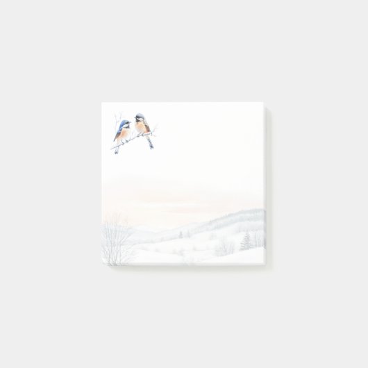 Chickadee Bird im Winter Weihnachten Post-it Klebezettel (Vorderseite)