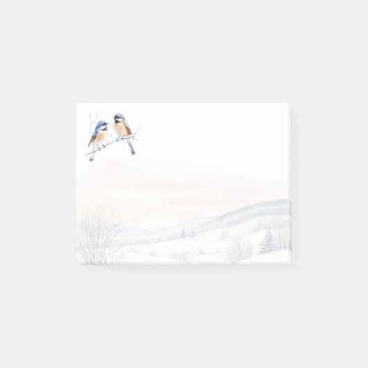 Chickadee Bird im Winter Weihnachten Post-it Klebezettel (Vorderseite)