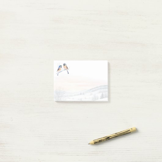 Chickadee Bird im Winter Weihnachten Post-it Klebezettel (Auf Schreibtisch)