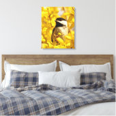 Chickadee Bird in Forsythia Blume Canvas Print Leinwanddruck (Insitu (Schlafzimmer))