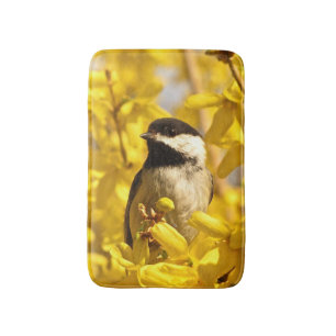 Chickadee Bird in Gelben Blumen Bath Matts Badematte