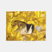 Chickadee Bird in gelben Blumen Fleece Blanket (Vorderseite (Horizontal))