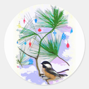 Chickadee Bird in Treckers Runder Aufkleber