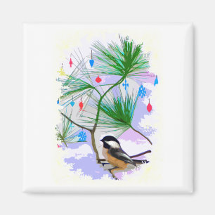 Chickadee Bird in Tree Magnet