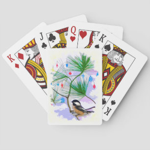 Chickadee Bird in Tree Spielkarten