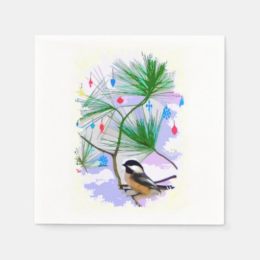 Chickadee Bird in Treepapier Napkins Serviette (Vorderseite)