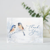Chickadee Bird in Winter Thank You Enclosure Card Begleitkarte (Stehend Vorderseite)