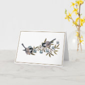Chickadee Bird Jingle Bells Christmas Holiday Karte (Gelbe Blume)
