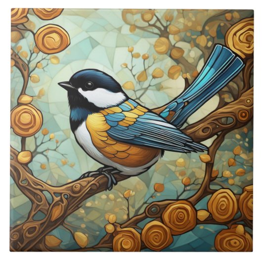 Chickadee Bird Kunst, Dichtung und Musik Fliese (Vorderseite)