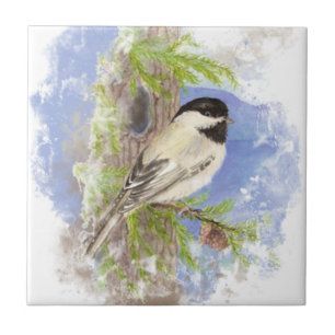 Chickadee Bird Kunst, Dichtung und Musik Fliese