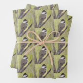 Chickadee Bird mit schwarzer Kappe - Acrylmalerei. Geschenkpapier Set (Beispiel)