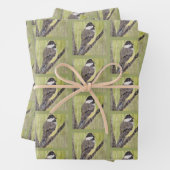 Chickadee Bird mit schwarzer Kappe - Acrylmalerei. Geschenkpapier Set (Beispiel)