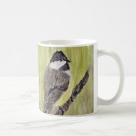Chickadee Bird mit schwarzer Kappe - Acrylmalerei. Kaffeetasse