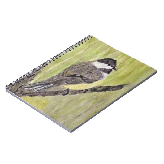 Chickadee Bird mit schwarzer Kappe - Acrylmalerei. Notizblock (Linke Seite)