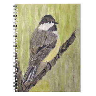 Chickadee Bird mit schwarzer Kappe - Acrylmalerei. Notizblock