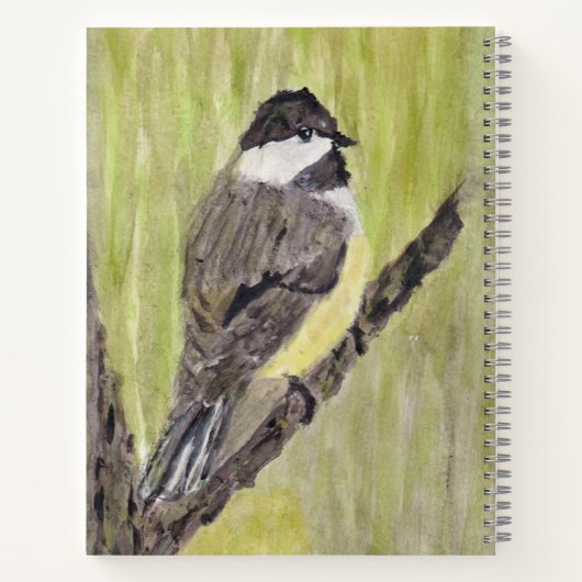 Chickadee Bird mit schwarzer Kappe - Acrylmalerei. Notizblock (Rückseite)