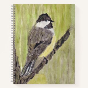 Chickadee Bird mit schwarzer Kappe - Acrylmalerei. Notizblock