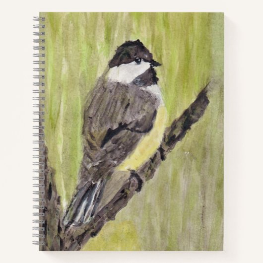 Chickadee Bird mit schwarzer Kappe - Acrylmalerei. Notizblock (Vorderseite)