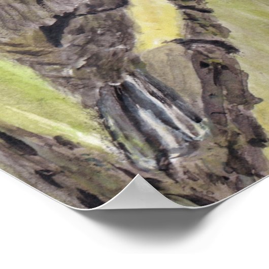 Chickadee Bird mit schwarzer Kappe - Acrylmalerei. Poster (Ecke)