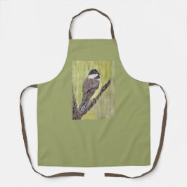 Chickadee Bird mit schwarzer Kappe - Acrylmalerei. Schürze