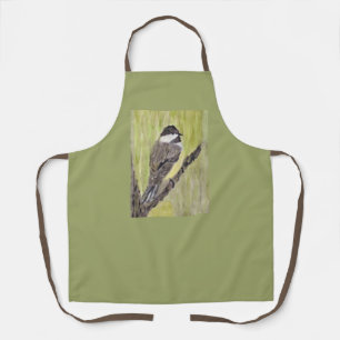 Chickadee Bird mit schwarzer Kappe - Acrylmalerei. Schürze