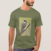 Chickadee Bird mit schwarzer Kappe - Acrylmalerei. T-Shirt (Vorderseite)
